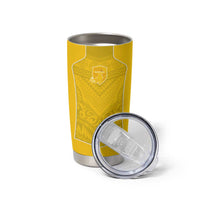 Custom Niue Rugby Tumbler Cup Hiapo Tribal Motifs Sporty Style - Polynesian Pride