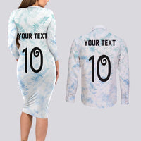 Custom New Zealand Football Couples Matching Long Sleeve Bodycon Dress and Long Sleeve Button Shirt The Whites-Aotearoa Inspired - Polynesian Pride