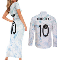 Custom New Zealand Football Couples Matching Short Sleeve Bodycon Dress and Long Sleeve Button Shirt The Whites-Aotearoa Inspired - Polynesian Pride