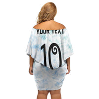 Custom New Zealand Football Family Matching Off Shoulder Short Dress and Hawaiian Shirt The Whites-Aotearoa Inspired - Polynesian Pride