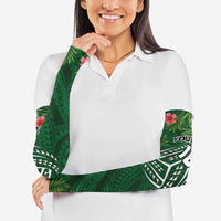 Custom Hawaii Volleyball Arm Sleeves Kakau Abstract and Tropical Plants Green Color - Polynesian Pride