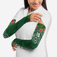 Custom Hawaii Volleyball Arm Sleeves Kakau Abstract and Tropical Plants Green Color - Polynesian Pride