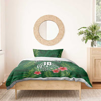 Custom Hawaii Volleyball Bedding Set Kakau Abstract and Tropical Plants Green Color - Polynesian Pride
