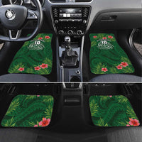 Custom Hawaii Volleyball Car Mats Kakau Abstract and Tropical Plants Green Color - Polynesian Pride
