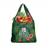 Custom Hawaii Volleyball Grocery Bag Kakau Abstract and Tropical Plants Green Color - Polynesian Pride