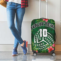 Custom Hawaii Volleyball Luggage Cover Kakau Abstract and Tropical Plants Green Color - Polynesian Pride