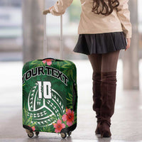 Custom Hawaii Volleyball Luggage Cover Kakau Abstract and Tropical Plants Green Color - Polynesian Pride