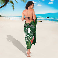 Custom Hawaii Volleyball Sarong Kakau Abstract and Tropical Plants Green Color - Polynesian Pride