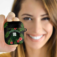 Custom Hawaii Volleyball AirPods Case Kakau Abstract and Tropical Plants Black Color - Polynesian Pride