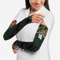Custom Hawaii Volleyball Arm Sleeves Kakau Abstract and Tropical Plants Black Color - Polynesian Pride