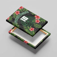 Custom Hawaii Volleyball Canvas Wall Art Kakau Abstract and Tropical Plants Black Color - Polynesian Pride