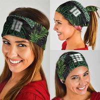 Custom Hawaii Volleyball Neck Gaiter Kakau Abstract and Tropical Plants Black Color - Polynesian Pride