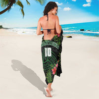 Custom Hawaii Volleyball Sarong Kakau Abstract and Tropical Plants Black Color - Polynesian Pride