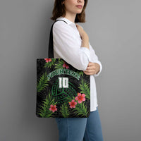 Custom Hawaii Volleyball Tote Bag Kakau Abstract and Tropical Plants Black Color - Polynesian Pride