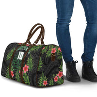 Custom Hawaii Volleyball Travel Bag Kakau Abstract and Tropical Plants Black Color - Polynesian Pride