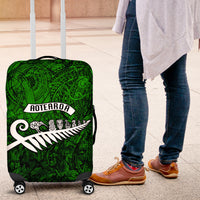 New Zealand Luggage Cover Silver Fern and Maori Symbols Papua Shell Green Style LT03 Green - Polynesian Pride
