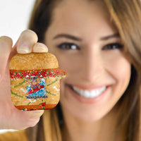 Hawaii Mele Kalikimaka AirPods Case Funny Santa Claus Surfing on Tropical Plants - Polynesian Pride