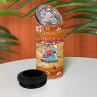 Hawaii Mele Kalikimaka 4 in 1 Can Cooler Tumbler Funny Santa Claus Surfing on Tropical Plants - Polynesian Pride