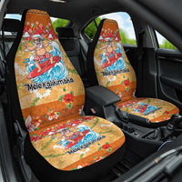 Hawaii Mele Kalikimaka Car Seat Cover Funny Santa Claus Surfing on Tropical Plants - Polynesian Pride