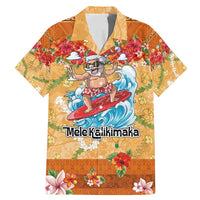 Hawaii Mele Kalikimaka Family Matching Mermaid Dress and Hawaiian Shirt Funny Santa Claus Surfing on Tropical Plants - Polynesian Pride