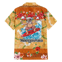 Hawaii Mele Kalikimaka Family Matching Short Sleeve Bodycon Dress and Hawaiian Shirt Funny Santa Claus Surfing on Tropical Plants LT03 - Polynesian Pride
