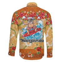 Hawaii Mele Kalikimaka Family Matching Tank Maxi Dress and Hawaiian Shirt Funny Santa Claus Surfing on Tropical Plants LT03 - Polynesian Pride
