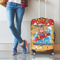 Hawaii Mele Kalikimaka Luggage Cover Funny Santa Claus Surfing on Tropical Plants - Polynesian Pride
