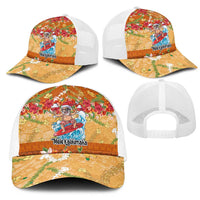 Hawaii Mele Kalikimaka Mesh Trucker Cap Funny Santa Claus Surfing on Tropical Plants - Polynesian Pride