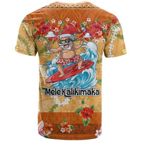 Hawaii Mele Kalikimaka T Shirt Funny Santa Claus Surfing on Tropical Plants LT03 - Polynesian Pride