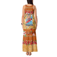Hawaii Mele Kalikimaka Tank Maxi Dress Funny Santa Claus Surfing on Tropical Plants - Polynesian Pride