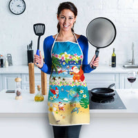 Polynesian Merry Christmas Apron Funny Santa Beach Tropical Plant and Turtle - Polynesian Pride