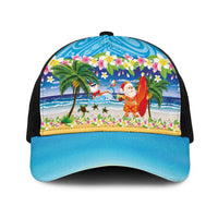 Polynesian Merry Christmas Baseball Net Cap Funny Santa Beach Tropical Plant and Turtle LT03 One Size Black Multicolor - Polynesian Pride