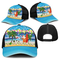 Polynesian Merry Christmas Baseball Net Cap Funny Santa Beach Tropical Plant and Turtle LT03 - Polynesian Pride
