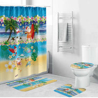 Polynesian Merry Christmas Bathroom Set Funny Santa Beach Tropical Plant and Turtle - Polynesian Pride