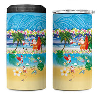 Polynesian Merry Christmas 4 in 1 Can Cooler Tumbler Funny Santa Beach Tropical Plant and Turtle - Polynesian Pride