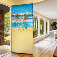 Polynesian Merry Christmas Door Cover Funny Santa Beach Tropical Plant and Turtle - Polynesian Pride