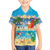 Polynesian Merry Christmas Family Matching Short Sleeve Bodycon Dress and Hawaiian Shirt Funny Santa Beach Tropical Plant and Turtle - Polynesian Pride