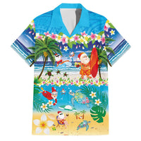 Polynesian Merry Christmas Family Matching Tank Maxi Dress and Hawaiian Shirt Funny Santa Beach Tropical Plant and Turtle LT03 Dad's Shirt - Short Sleeve Multicolor - Polynesian Pride