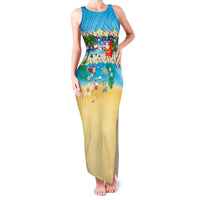 Polynesian Merry Christmas Family Matching Tank Maxi Dress and Hawaiian Shirt Funny Santa Beach Tropical Plant and Turtle - Polynesian Pride