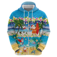 Polynesian Merry Christmas Hoodie Funny Santa Beach Tropical Plant and Turtle - Polynesian Pride