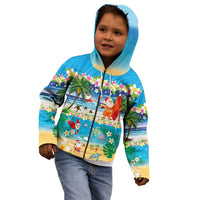 Polynesian Merry Christmas Kid Hoodie Funny Santa Beach Tropical Plant and Turtle - Polynesian Pride