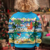 Polynesian Merry Christmas Kid Ugly Christmas Sweater Funny Santa Beach Tropical Plant and Turtle - Polynesian Pride