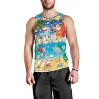 Polynesian Merry Christmas Men Tank Top Funny Santa Beach Tropical Plant and Turtle - Polynesian Pride