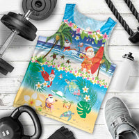 Polynesian Merry Christmas Men Tank Top Funny Santa Beach Tropical Plant and Turtle - Polynesian Pride