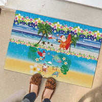 Polynesian Merry Christmas Rubber Doormat Funny Santa Beach Tropical Plant and Turtle - Polynesian Pride