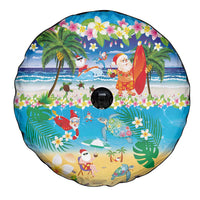 Polynesian Merry Christmas Spare Tire Cover Funny Santa Beach Tropical Plant and Turtle - Polynesian Pride