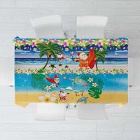 Polynesian Merry Christmas Tablecloth Funny Santa Beach Tropical Plant and Turtle - Polynesian Pride