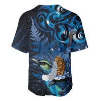 Aotearoa Matariki Baseball Jersey Maori Tribal with Silver Fern and Tui Bird Galaxy Style LT03 - Polynesian Pride