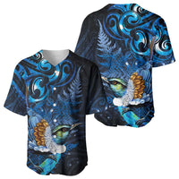 Aotearoa Matariki Baseball Jersey Maori Tribal with Silver Fern and Tui Bird Galaxy Style LT03 - Polynesian Pride