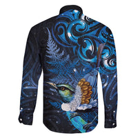 Aotearoa Matariki Family Matching Off Shoulder Maxi Dress and Hawaiian Shirt Maori Tribal with Silver Fern and Tui Bird Galaxy Style LT03 - Polynesian Pride